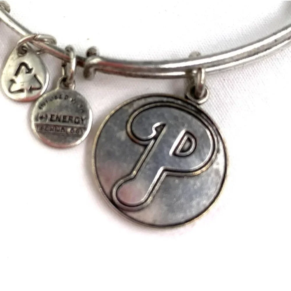 Alex and Ani Charm Phillies MLB Bracelet - Silver, Expands 2